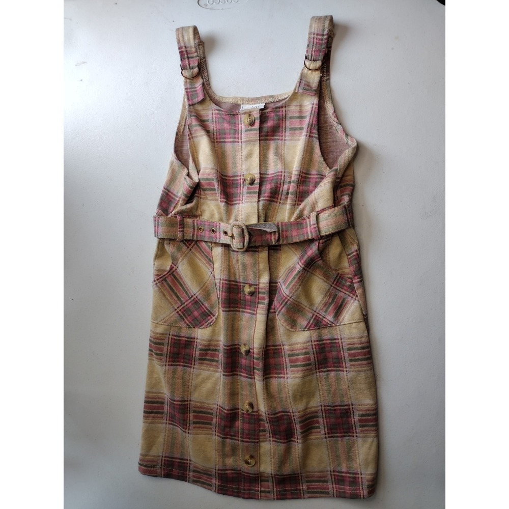 Nicole Miller New York‎ Kids Plaid Pinafore Dress Adjustable Buckle Belt Size 12
